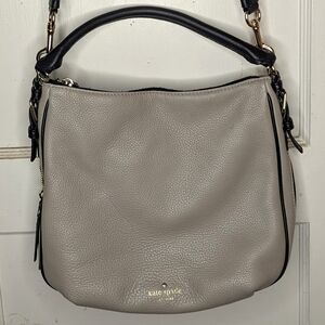 Kate Spade NY Cobble Hill Ella Pebbled Leather Convertible Hobo Bag Grey & Black